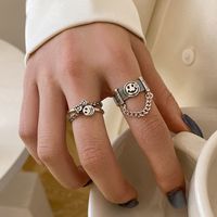 Fashion Classic Retro Tassel Chain Smiley Ring Thai Silver Ring main image 5