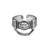 Fashion Classic Retro Tassel Chain Smiley Ring Thai Silver Ring main image 6