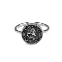 New Craft Coin Letter Embossed Human Head Image Thai Silver Ring main image 6