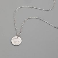Simple Lettering Disc Pendent 925 Silver Necklace main image 5