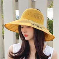 Summer New Foldable Empty Top Women Letter Bow Sun Hat main image 2