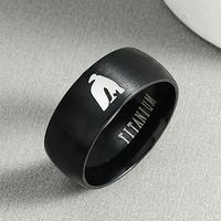 Fashion Penguin Printing Titanium Steel Laser Marking Ring main image 1