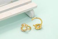 Korean Style Heart Shaped Hollowed Inlaid Zircon Copper Ear Buckle Wholesale main image 3