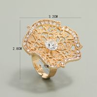 Fashion New Hollow Creative Flower Simple Geometric Diamond Alloy Open Ring main image 5