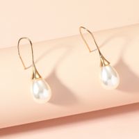 Retro Pearl Water Drop Shaped Pendant Copper Earrings Wholesale main image 3