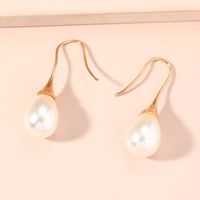Retro Pearl Water Drop Shaped Pendant Copper Earrings Wholesale main image 4