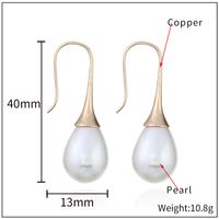 Retro Pearl Water Drop Shaped Pendant Copper Earrings Wholesale main image 5
