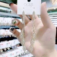 2022 New Hollow Leaves Full Diamond Tassel Earrings main image 6