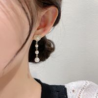 Simple Tassel Long Pearl Heart Asymmetric Earrings main image 4