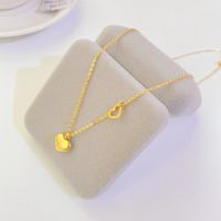 Fashion Titanium Steel Plated 18k Gold Simple Heart-shaped Necklace main image 3