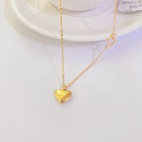 Fashion Titanium Steel Plated 18k Gold Simple Heart-shaped Necklace main image 4