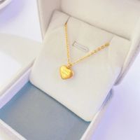 Fashion Titanium Steel Plated 18k Gold Simple Heart-shaped Necklace main image 5