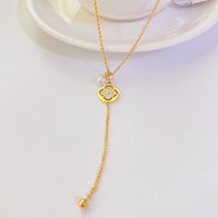 Fashion Simple Titanium Steel Leaf Plated 18k Gold Necklace main image 4