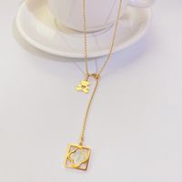 Fashion Cute Titanium Steel Plated 18k Gold Bear Necklace main image 2