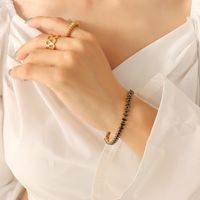 Fashion Simple Colorful Zircon Titanium Steel Necklace Bracelet sku image 4
