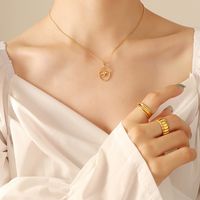 Hollow Small Swallow Titanium Steel Plated 18k Real Gold Clavicle Necklace sku image 2