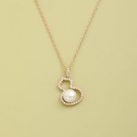 Fashion Inlaid Zirconium Pearl Gourd Pendent 925 Sterling Silver Necklace main image 1