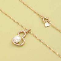 Fashion Inlaid Zirconium Pearl Gourd Pendent 925 Sterling Silver Necklace main image 5