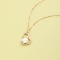Fashion Inlaid Zirconium Pearl Gourd Pendent 925 Sterling Silver Necklace sku image 1