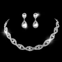 Bridal Jewelry Necklace Bracelet Earring Set Three-piece Hollow Jewelry sku image 1