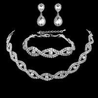 Bridal Jewelry Necklace Bracelet Earring Set Three-piece Hollow Jewelry sku image 2