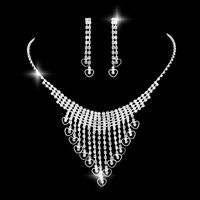 Großhandelskristallrhinestone-schmucksache-halsketten-gesetztes Brauthochzeits-zweiteiliges Set sku image 3