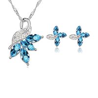 Fashion Jewelry Necklace Earrings Set Alloy Inlaid Color Crystal Jewelry sku image 5