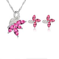 Fashion Jewelry Necklace Earrings Set Alloy Inlaid Color Crystal Jewelry sku image 6