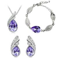 Fashion Floating Crystal Pendant Necklace Earrings Bracelet Three-piece Set sku image 5