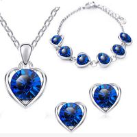 Wholesale Fashion Heart Elements Diamond Bracelet Earrings Necklace Set sku image 5