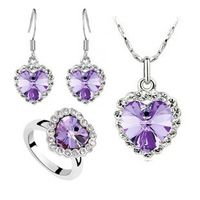 Fashion Retro Ocean Heart Alloy Earring Necklace Ring Set sku image 3