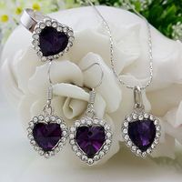 Fashion Retro Ocean Heart Alloy Earring Necklace Ring Set sku image 6