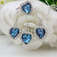Fashion Retro Ocean Heart Alloy Earring Necklace Ring Set sku image 7