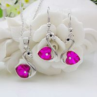 Fashion Jewelry Wholesale Swan Crystal Earrings Necklace Set sku image 3