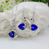 Fashion Jewelry Wholesale Swan Crystal Earrings Necklace Set sku image 4