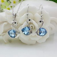 Fashion Jewelry Wholesale Swan Crystal Earrings Necklace Set sku image 5