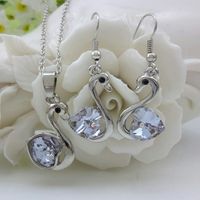Fashion Jewelry Wholesale Swan Crystal Earrings Necklace Set sku image 6