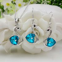 Fashion Jewelry Wholesale Swan Crystal Earrings Necklace Set sku image 8