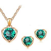 Fashion Simple Crystal Heart Pendent Alloy Necklace Earrings Set sku image 4