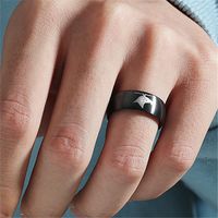 8mm New Fashion Jellyfish Printing Titanium Steel Tail Ring main image 3