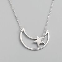 Collar De Plata De Ley 925 Con Colgante De Luna Y Estrella Simple A La Moda main image 3