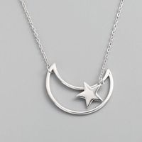 Mode Einfache Mond Stern Anhänger 925 Sterling Silber Halskette main image 2
