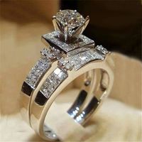 Fashion Three-dimensional Simulation Diamond Hearts And Arrows Alloy Engagement Ring sku image 1
