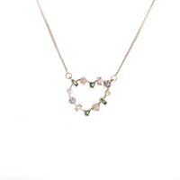 Fashion Copper-plated Gold-plated Zircon Heart-shaped Pendant Necklace sku image 1