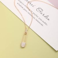 Simple Pin Inlaid Zirconium Pendent 925 Sterling Silver Necklace sku image 1