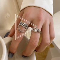 Fashion Classic Retro Tassel Chain Smiley Ring Thai Silver Ring sku image 2
