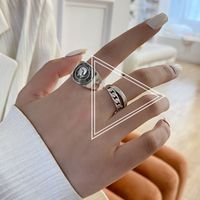 Retro Thai Silver New Girl Braided Cross Double Layer Jewelry Ring sku image 1
