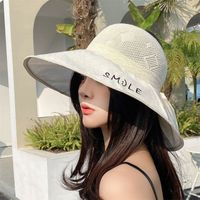 Summer New Foldable Empty Top Women Letter Bow Sun Hat sku image 5