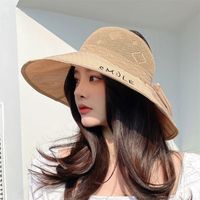 Summer New Foldable Empty Top Women Letter Bow Sun Hat sku image 7