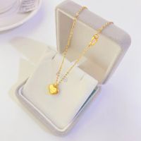 Fashion Titanium Steel Plated 18k Gold Simple Heart-shaped Necklace sku image 1